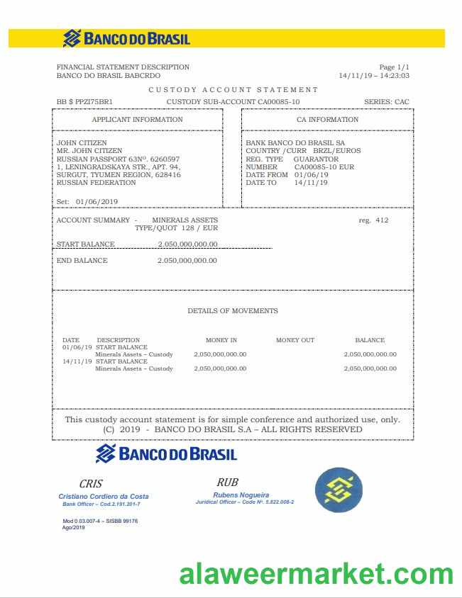 Brazil Banco do Brasil statement